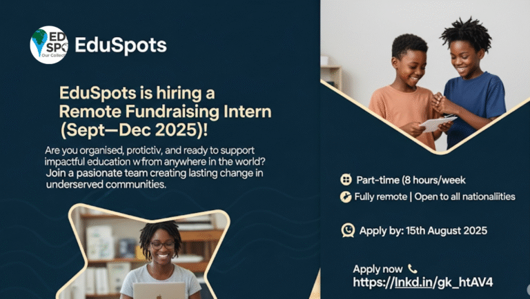 Remote Fundraising Intern Role at EduSpots – Apply Now